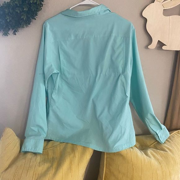 Columbia omni-shade Womens Outdoor Shirt Size Large mint aqua Long Sleeve - Picture 4 of 5